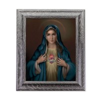10 1/2" x 12 1/2" Grey Oak Finish Frame with an 8" x 10" Immaculate Heart of Mary Print