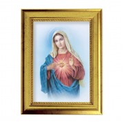 6 3/4" X 8 3/4" Gold Leaf Finish Frame with 5" X 7" Immaculate Heart of Mary Textured Art