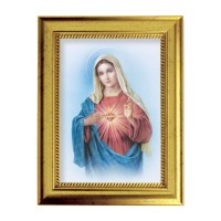6 3/4" X 8 3/4" Gold Leaf Finish Frame with 5" X 7" Immaculate Heart of Mary Textured Art
