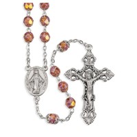 Bronze Alabaster Luster Glass Bead Rosary