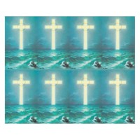 Cross On Ocean Eight-Up Micro Perforated Bulk Prayer-Cards  - 125 sheets (1000 total cards)