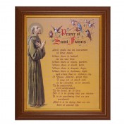 10 1/2" x 12 1/2" Walnut Finish Beveled Frame with 8" x 10" Prayer of St. Francis Textured Art