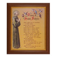 10 1/2" x 12 1/2" Walnut Finish Beveled Frame with 8" x 10" Prayer of St. Francis Textured Art