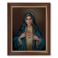 13 1/2" x 16 9/16" Walnut Finished Frame with 11" x 14" Immaculate Heart of Mary Textured Art