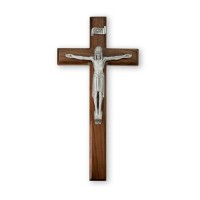 12" Walnut Cross with Fine Pewter Corpus