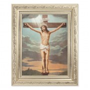 8.25" x 10.25" Silver Ornate Frame with a 6" x 8" Crucifixion Print