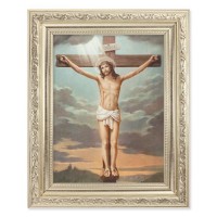 8.25" x 10.25" Silver Ornate Frame with a 6" x 8" Crucifixion Print