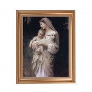 13 1/2" x 16 9/16" Gold Leaf Antique Finished Frame with 11" x 14" Our Lady of Divine Innocence Textured Art