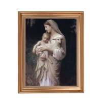 13 1/2" x 16 9/16" Gold Leaf Antique Finished Frame with 11" x 14" Our Lady of Divine Innocence Textured Art