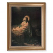 13 1/2" x 16 9/16" Gold Leaf Antique Finished Frame with 11" x 14" Agony in the Garden Textured Art