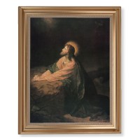 13 1/2" x 16 9/16" Gold Leaf Antique Finished Frame with 11" x 14" Agony in the Garden Textured Art