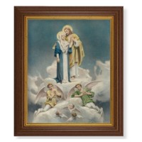 10 1/2" x 12 1/2" Walnut Finish Beveled Frame with 8" x 10" Jesus and Mary Textured Art