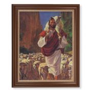 13 1/2" x 16 9/16" Walnut Finished Frame with 11" x 14" Hook: The Good Shepherd Textured Art