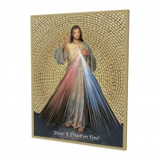 8" x 10" Gold Foil Mosaic Plaque of Divine Mercy.