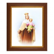 10 1/2" x 12 1/2" Walnut Finish Beveled Frame with 8" x 10" Our Lady of Mt. Carmel Textured Art 10 1/2" x 12 1/2" Walnut Finish Beveled Frame with 8" x 10" Our Lady of Mt. Carmel Textured Art