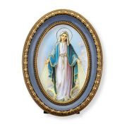5 1/2" x 7 1/2" Oval Gold-Leaf Frame with a Our Lady of the Miraculous Medal Print