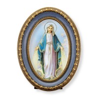 5 1/2" x 7 1/2" Oval Gold-Leaf Frame with a Our Lady of the Miraculous Medal Print