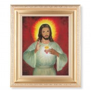 10 1/4" x 12 1/4" Satin Gold Frame with an 8" x 10" Sacred Heart Print