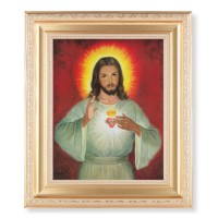 10 1/4" x 12 1/4" Satin Gold Frame with an 8" x 10" Sacred Heart Print