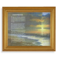 10" x 12" Gold Leaf Finish Beveled Frame with 8" x 10" FootprintsTextured Art