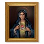 10" x 12" Gold Leaf Finish Beveled Frame with 8" x 10" Immaculate Heart of Mary Textured Art
