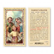 25pk - Parents Prayer - Holy Family Gold Stamped Laminated Holy Card  Pk 25
