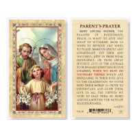 25pk - Parents Prayer - Holy Family Gold Stamped Laminated Holy Card  Pk 25