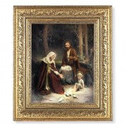 12 1/2" x 14 1/2" Ornate Gold Leaf Antique Frame with 8" x 10" The Holy Family Print