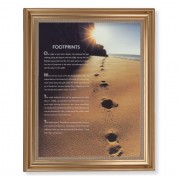 13 1/2" x 16 9/16" Gold Leaf Antique Finished Frame with 11" x 14" Footprints Textured Art