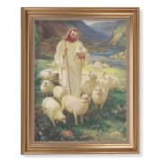13 1/2" x 16 9/16" Gold Leaf Antique Finished Frame with 11" x 14" Sallman: Good Shepherd Textured Art
