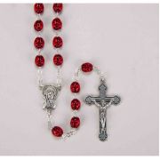 7mm Red Ladybug Metal Bead Rosary