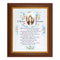 10 1/2" x 12 1/2" Walnut Finish Beveled Frame with 8" x 10" House Blessing - Sacred Heart of Jesus Textured Art