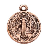 25pk - 5/8" Antique Copper Jubilee Saint Benedict Medal sold in inc of 25