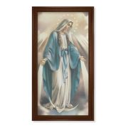 24" x 44" Walnut Finished Beveled Frame with a Our Lady of Grace Textured Art
