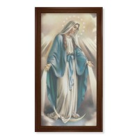 24" x 44" Walnut Finished Beveled Frame with a Our Lady of Grace Textured Art