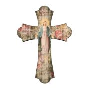 Our Lady of Grace 12" Laser Cut Wood Vintage Cross