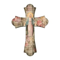 Our Lady of Grace 12" Laser Cut Wood Vintage Cross