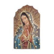 3" Magnetic Resin Statuette of the Our Lady of Guadalupe in 2D with Gold Highlights (Sold in Inc. of 3)