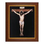 10 1/2" x 12 1/2" Walnut Finish Beveled Frame with 8" x 10" Crucifixion Textured Art