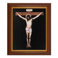 10 1/2" x 12 1/2" Walnut Finish Beveled Frame with 8" x 10" Crucifixion Textured Art