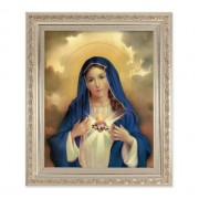 10" x 12" Ornate Silver Frame with a Immaculate Heart of Mary Print