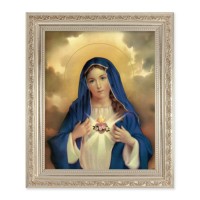 10" x 12" Ornate Silver Frame with a Immaculate Heart of Mary Print