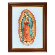 15 1/2" x 19 1/2" Walnut Finish Frame with Gold Accent and a 12" x 16" Our Lady of Guadalupe Textured Art
