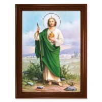 23.5" x 31" Walnut Finished Beveled Frame with 19" x 27" St. Jude Textured Art