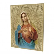 8" x 10" Gold Foil Mosaic Plaque of Immaculate Heart of Mary.