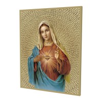 8" x 10" Gold Foil Mosaic Plaque of Immaculate Heart of Mary. 8" x 10" Gold Foil Mosaic Plaque of Immaculate Heart of Mary.