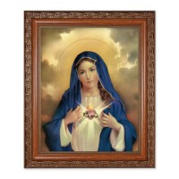 10" x 12" Ornate Wood Frame with an 8" x 10" Immaculate Heart of Mary Print