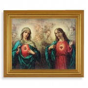 10" x 12" Gold Leaf Finish Beveled Frame with 8" x 10" The Sacred Hearts Textured Art