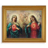 10" x 12" Gold Leaf Finish Beveled Frame with 8" x 10" The Sacred Hearts Textured Art
