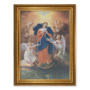 23.5" x 31" Antique Gold Leaf Beveled Frame, Roping Detail with 19" x 27" Our Lady of Untier of Knots Canvas Artwork